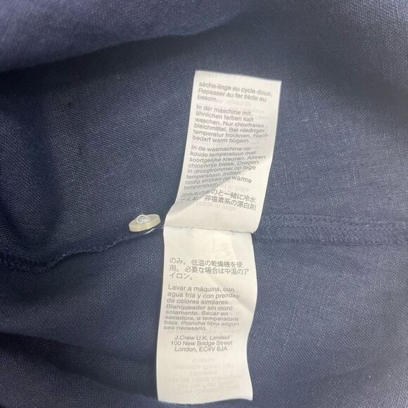 J. Crew Baird Mc Nutt Womens Irish Linen Slim Button Down Shirt Navy Blue Size 2 - Picture 13 of 16